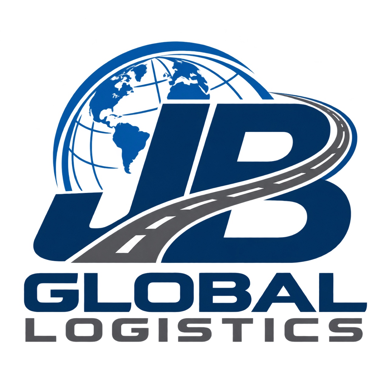 JB Global Logistics blue globe and highway logo